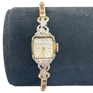 Vintage Benrus Womens Cocktail Watch 10K RGP Bezel Art Deco Expansion Band Swiss